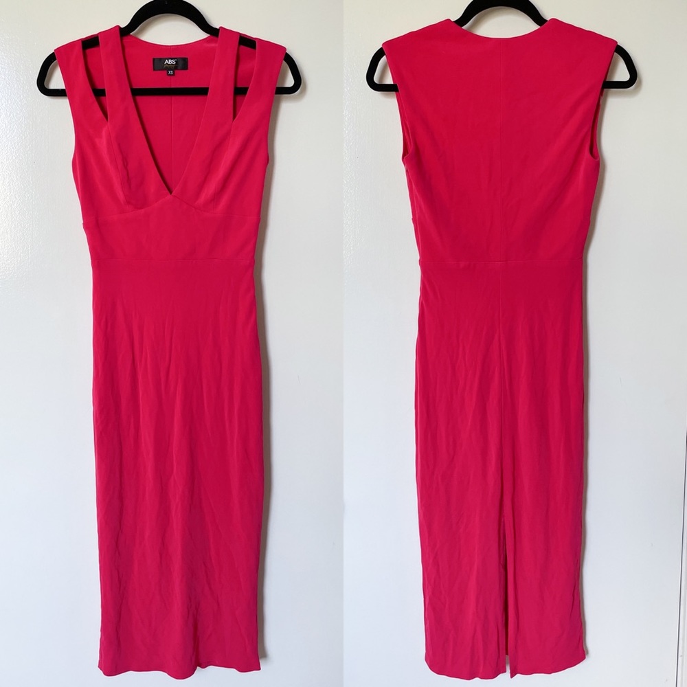 ABS by Allen Schwartz Red Cutout Midi Bodycon Dress